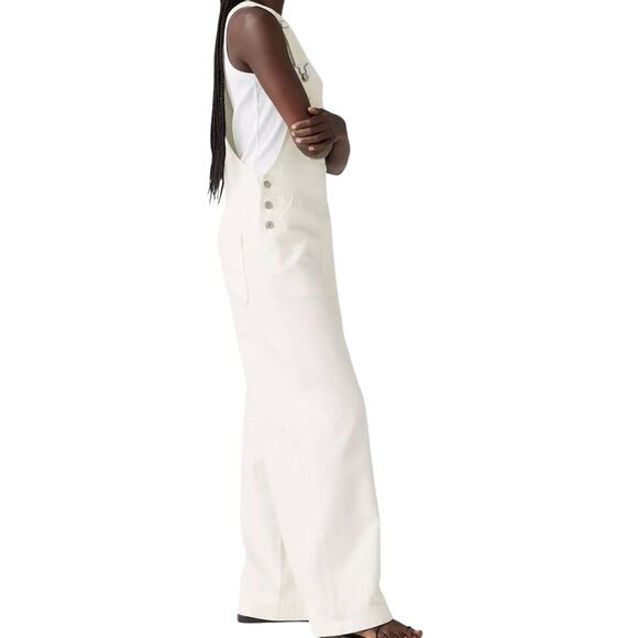 Levi’s XL Off White Wide Leg Baggy Denim Overalls NWT - Picture 4 of 16